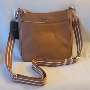 Kate Spade Tan Crossbody Bag with Striped Strap